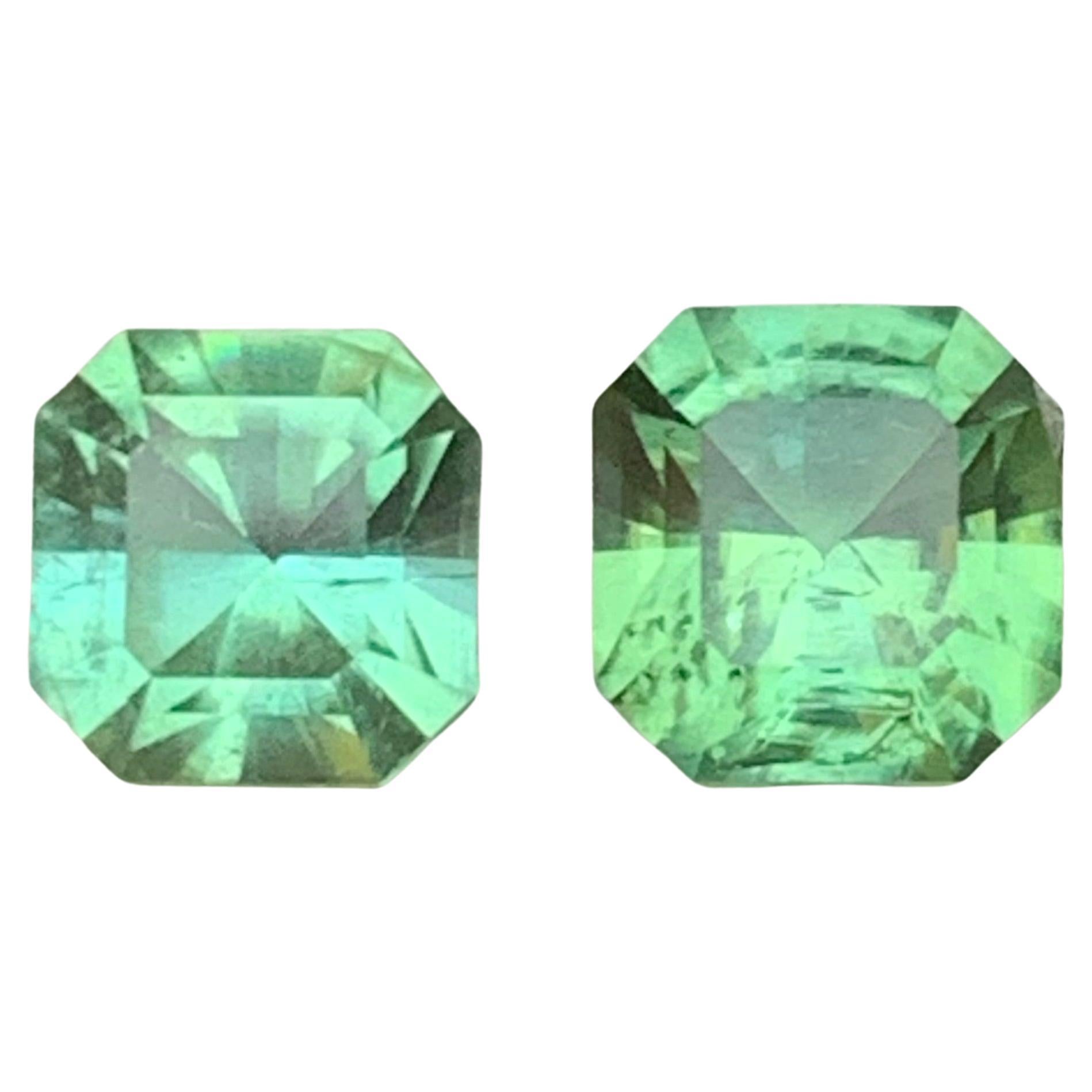 3.30 Carat Vibrant Mint Green Natural Tourmaline Octagon Cut Loose Gemstones Set en vente