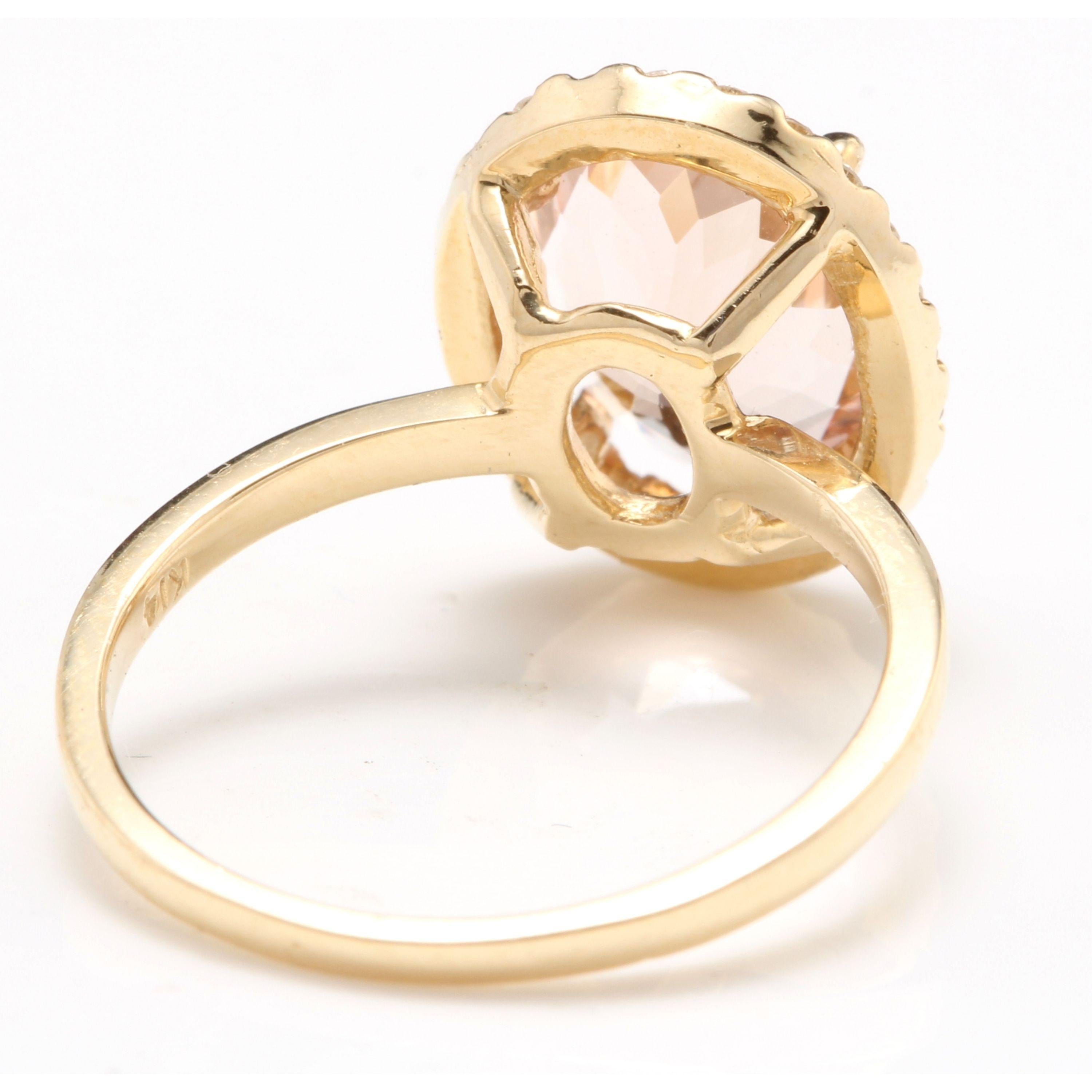 3.30 Carat Impressive Natural Morganite and Diamond 14 Karat Solid Gold Ring In New Condition For Sale In Los Angeles, CA