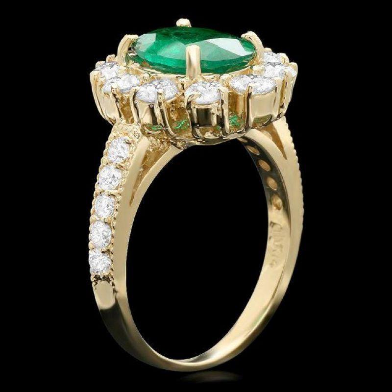 3.30 Carats Natural Emerald and Diamond 14K Solid Yellow Gold Ring

Total Natural Green Emerald Weight is: Approx. 1.80 Carats 

Emerald Measures: Approx. 7.00 x 9.00mm

Natural Round Diamonds Weight: Approx. 1.50 Carats (color G-H / Clarity
