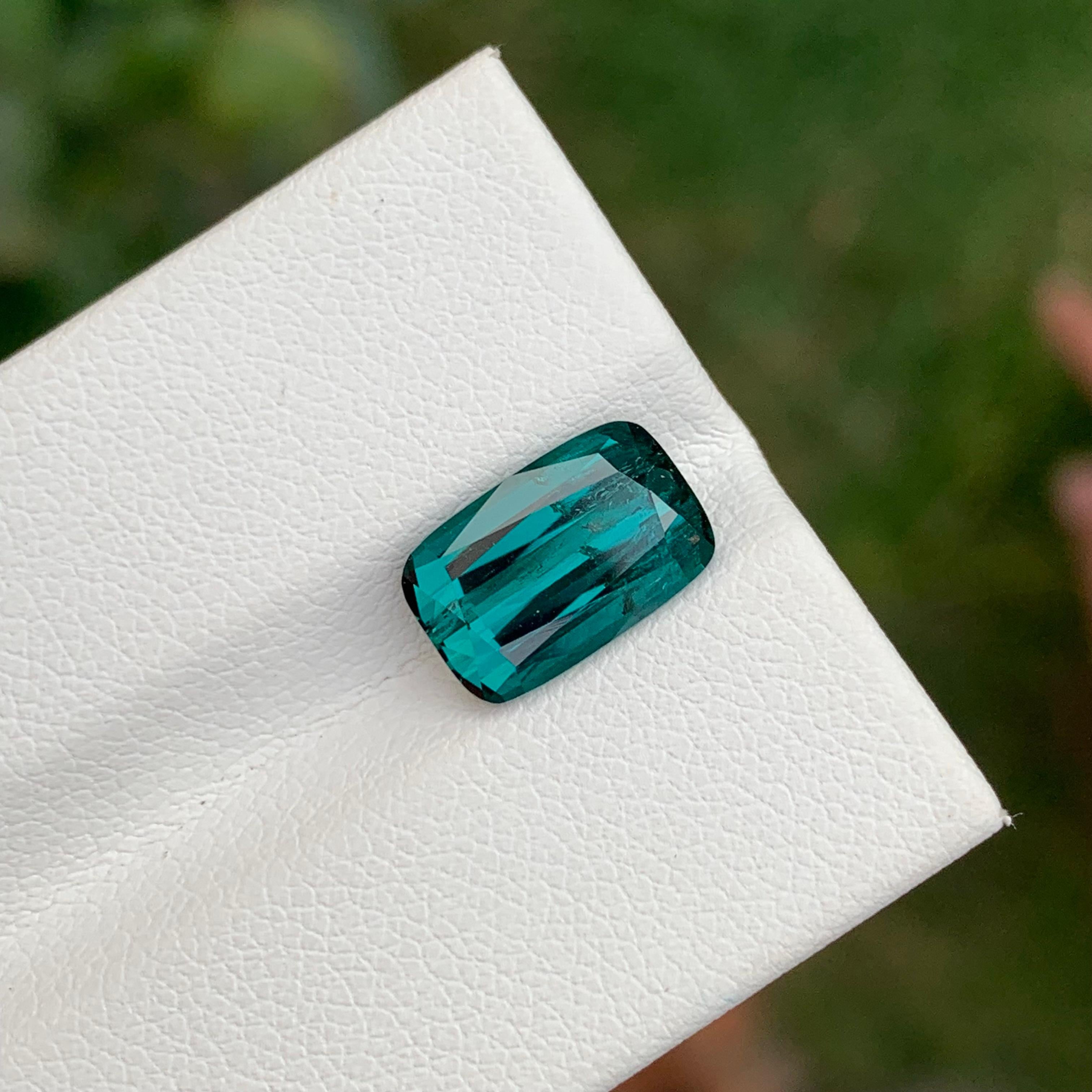 3.30 Carats Natural Loose Indicolite Tourmaline Cushion Shape For Sale 8