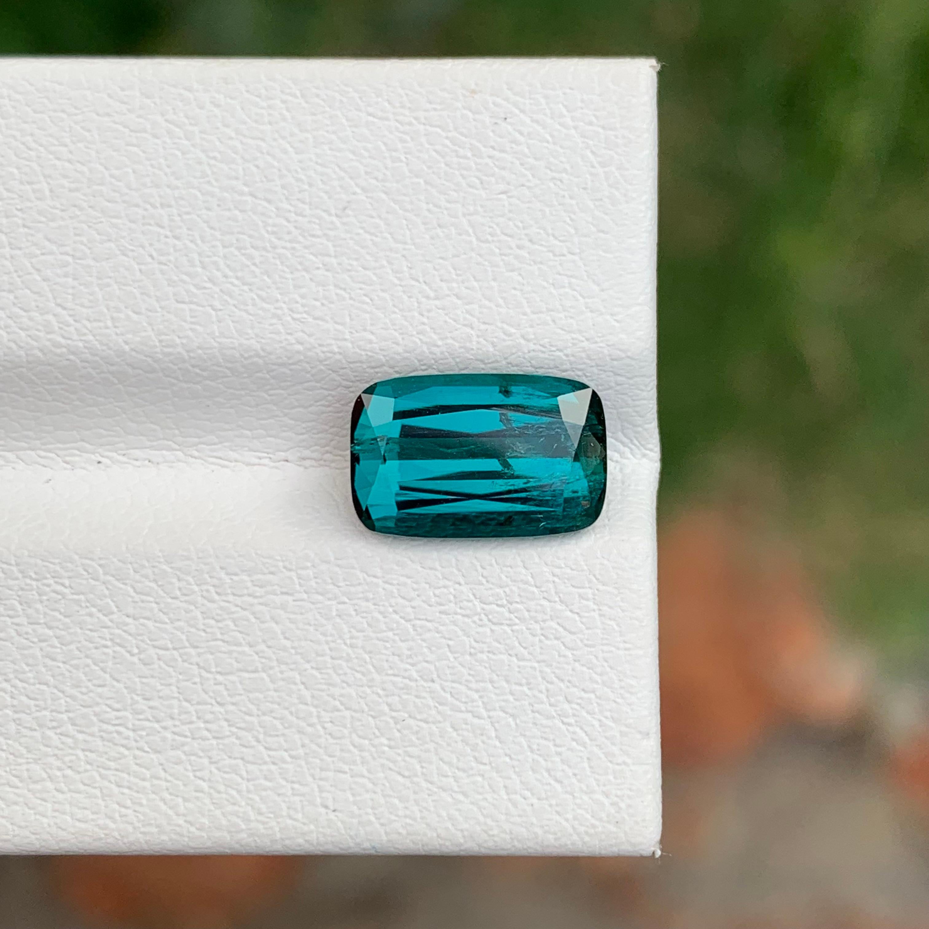 3.30 Carats Natural Loose Indicolite Tourmaline Cushion Shape For Sale 10