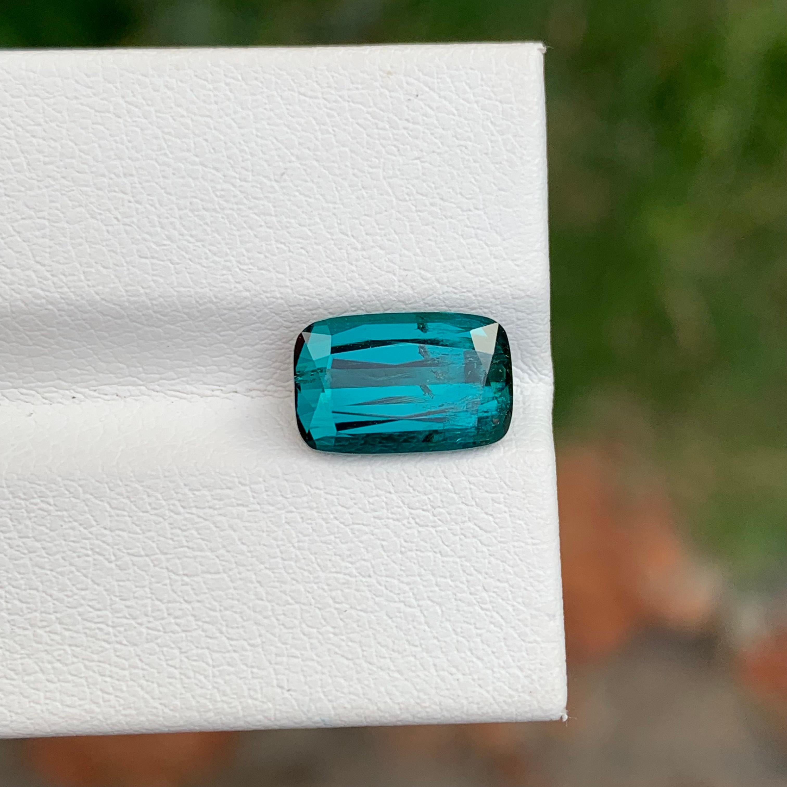 3.30 Carats Natural Loose Indicolite Tourmaline Cushion Shape For Sale 11