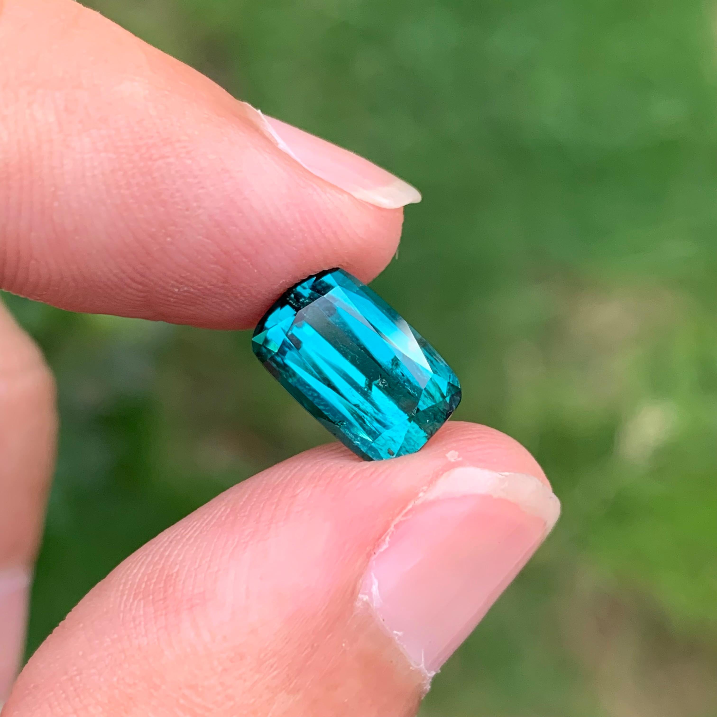 Arts and Crafts 3.30 Carats Natural Loose Indicolite Tourmaline Cushion Shape For Sale