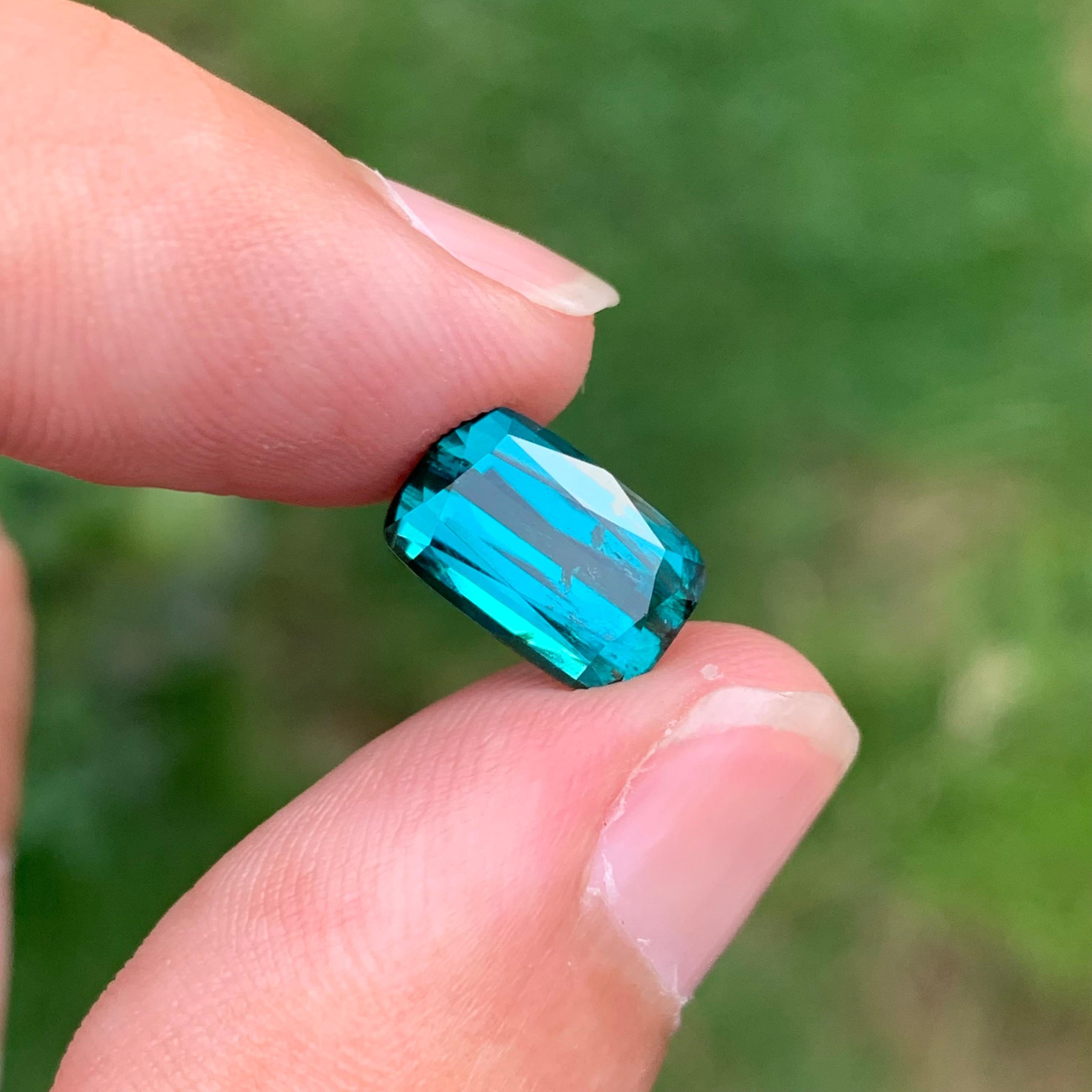 3.30 Carats Natural Loose Indicolite Tourmaline Cushion Shape In New Condition For Sale In Brisbane, AU