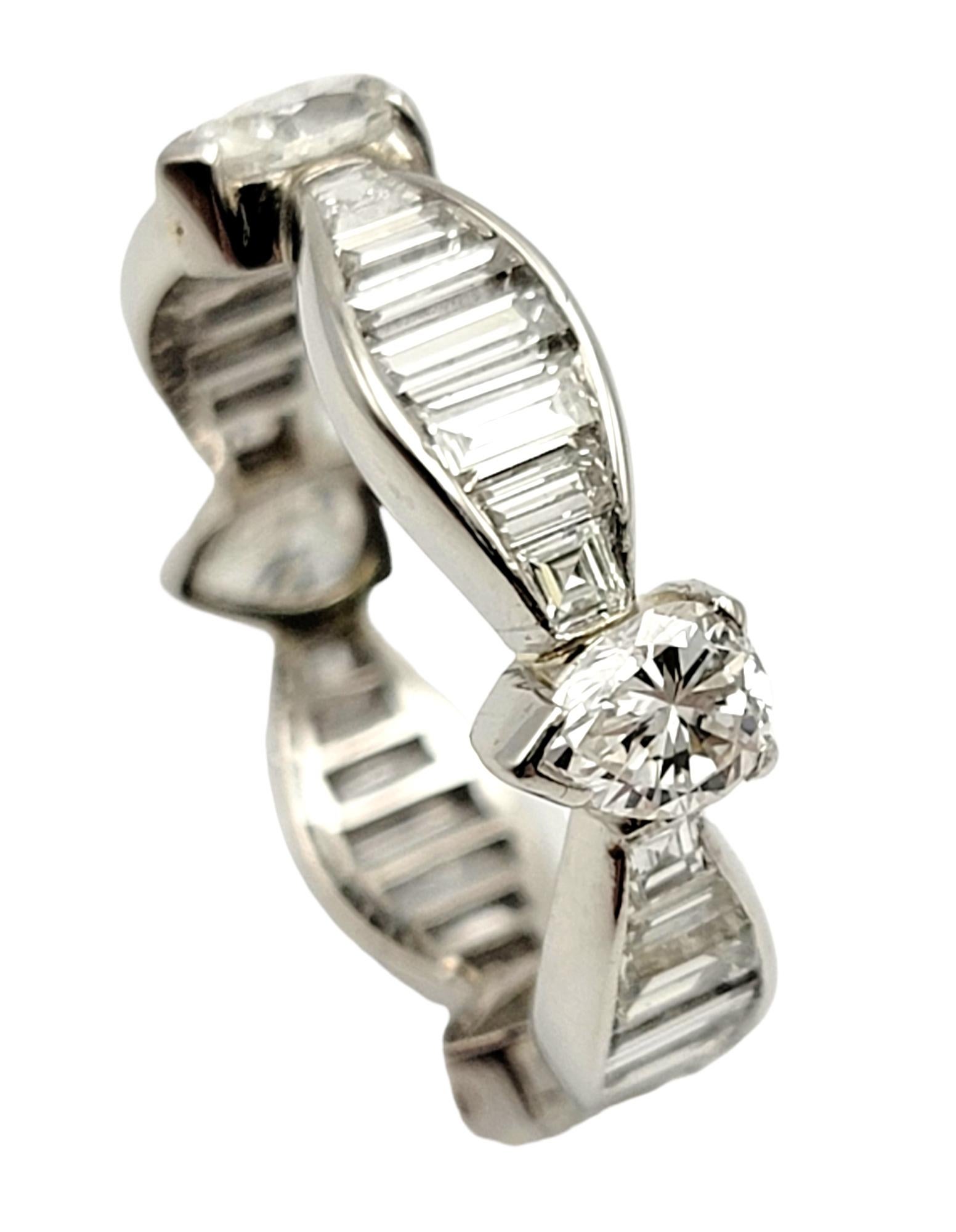 3.30 Carats Total Pear and Baguette Diamond Eternity Band Ring in Platinum In Good Condition For Sale In Scottsdale, AZ