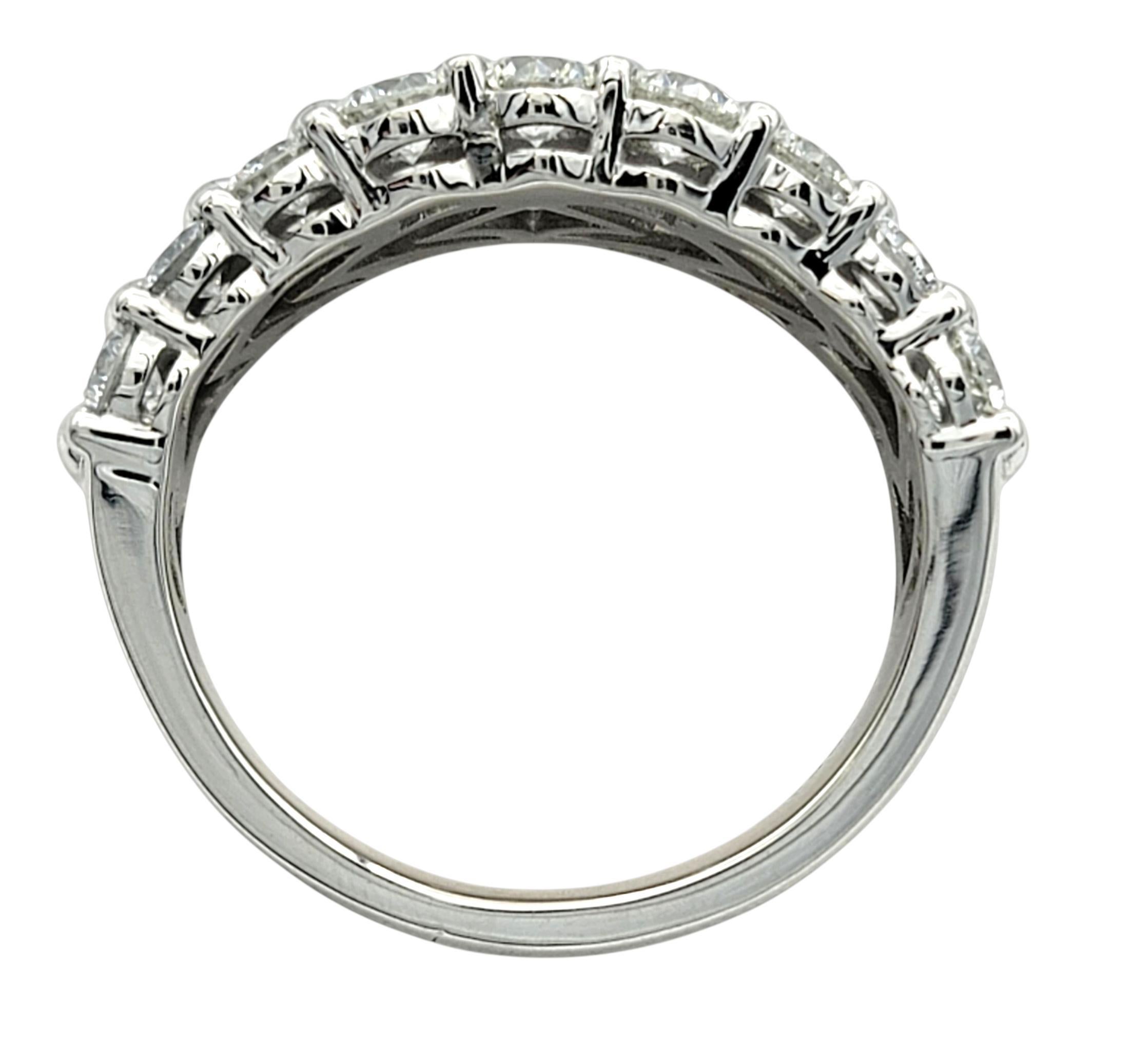 3.30 Carats Total Three Row Round Brilliant Diamond Wide Band Ring in Platinum In condizioni ottime in vendita a Scottsdale, AZ