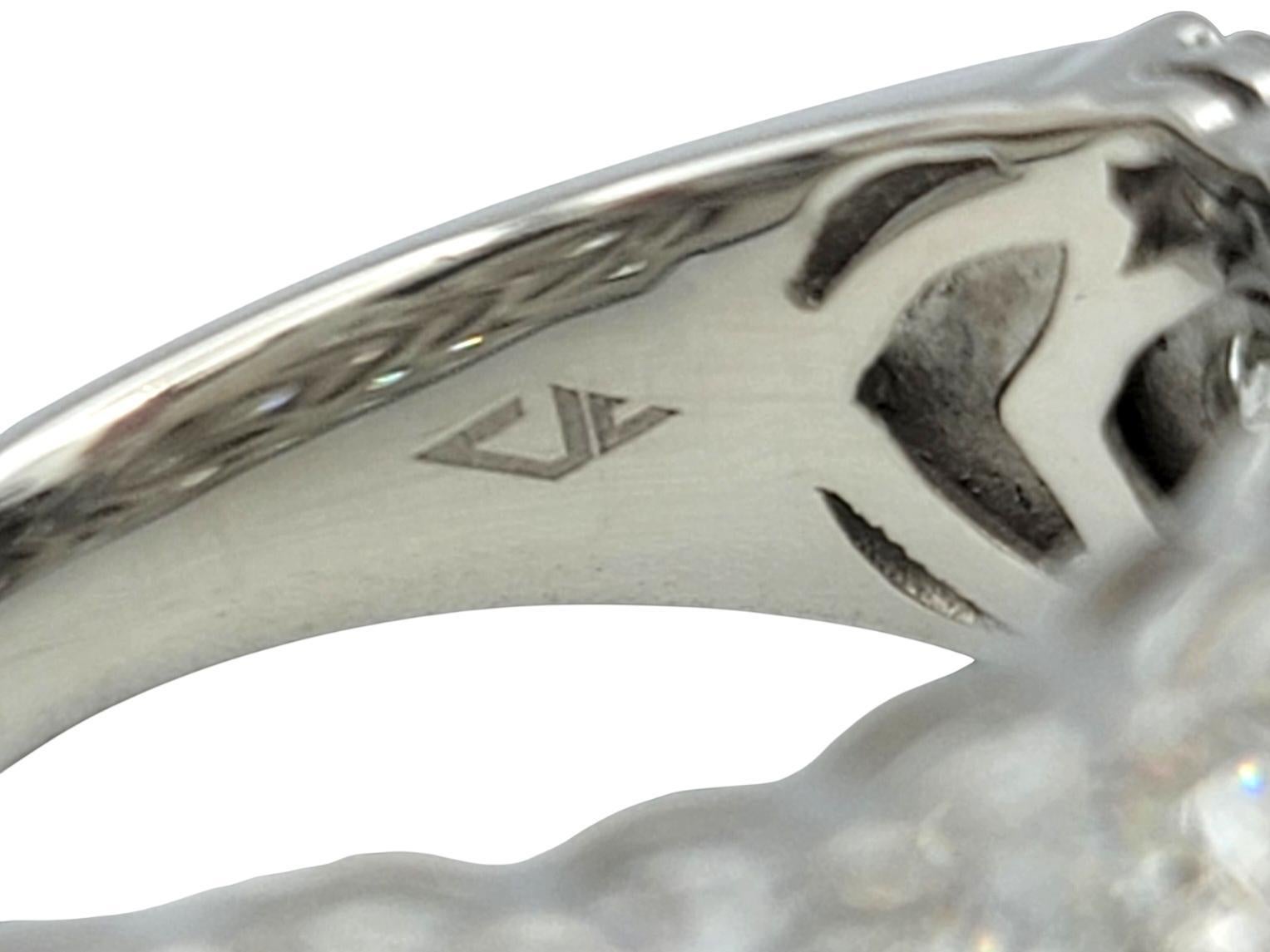 3.30 Carats Total Three Row Round Brilliant Diamond Wide Band Ring in Platinum in vendita 1