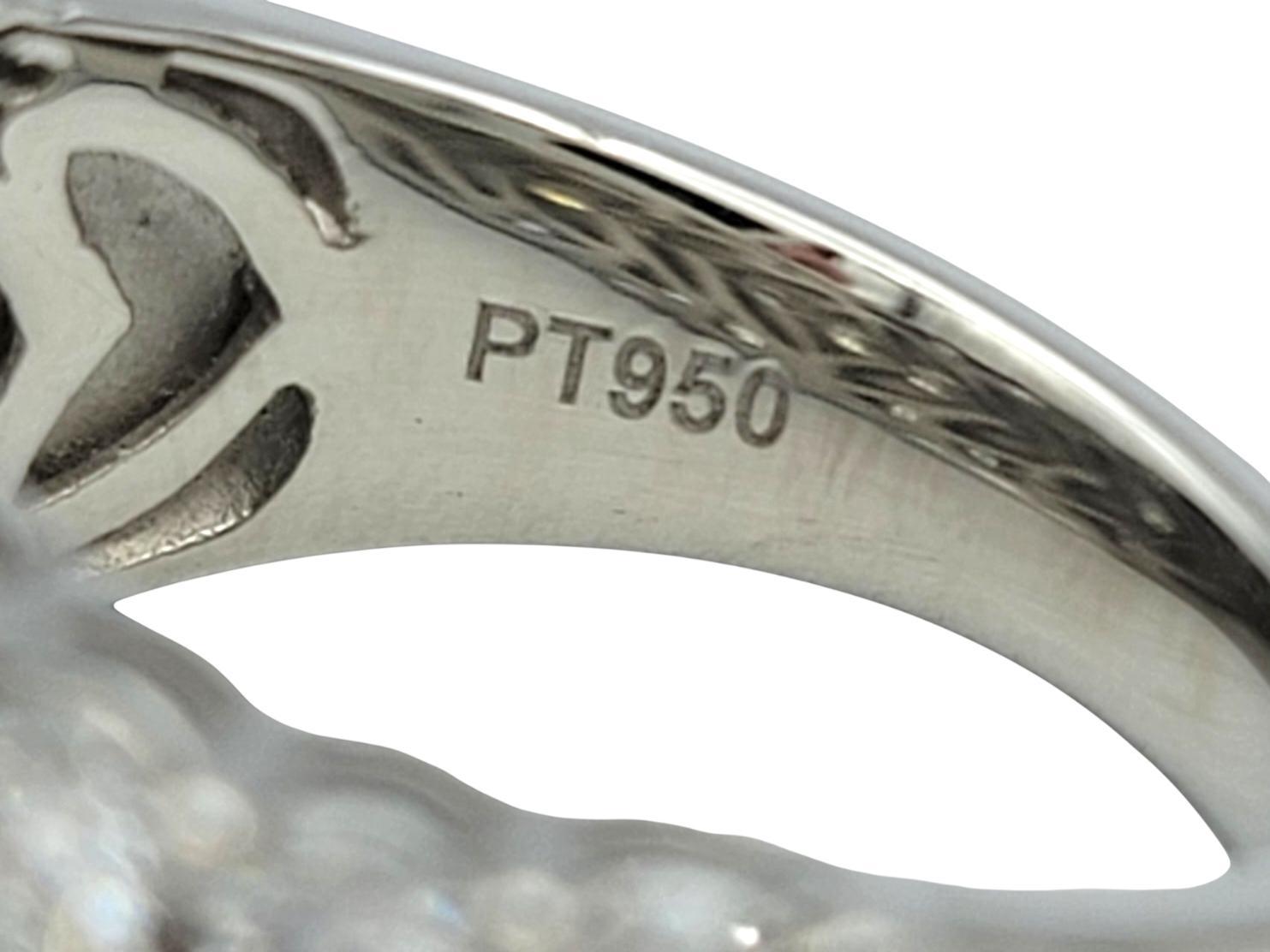 3.30 Carats Total Three Row Round Brilliant Diamond Wide Band Ring in Platinum in vendita 2