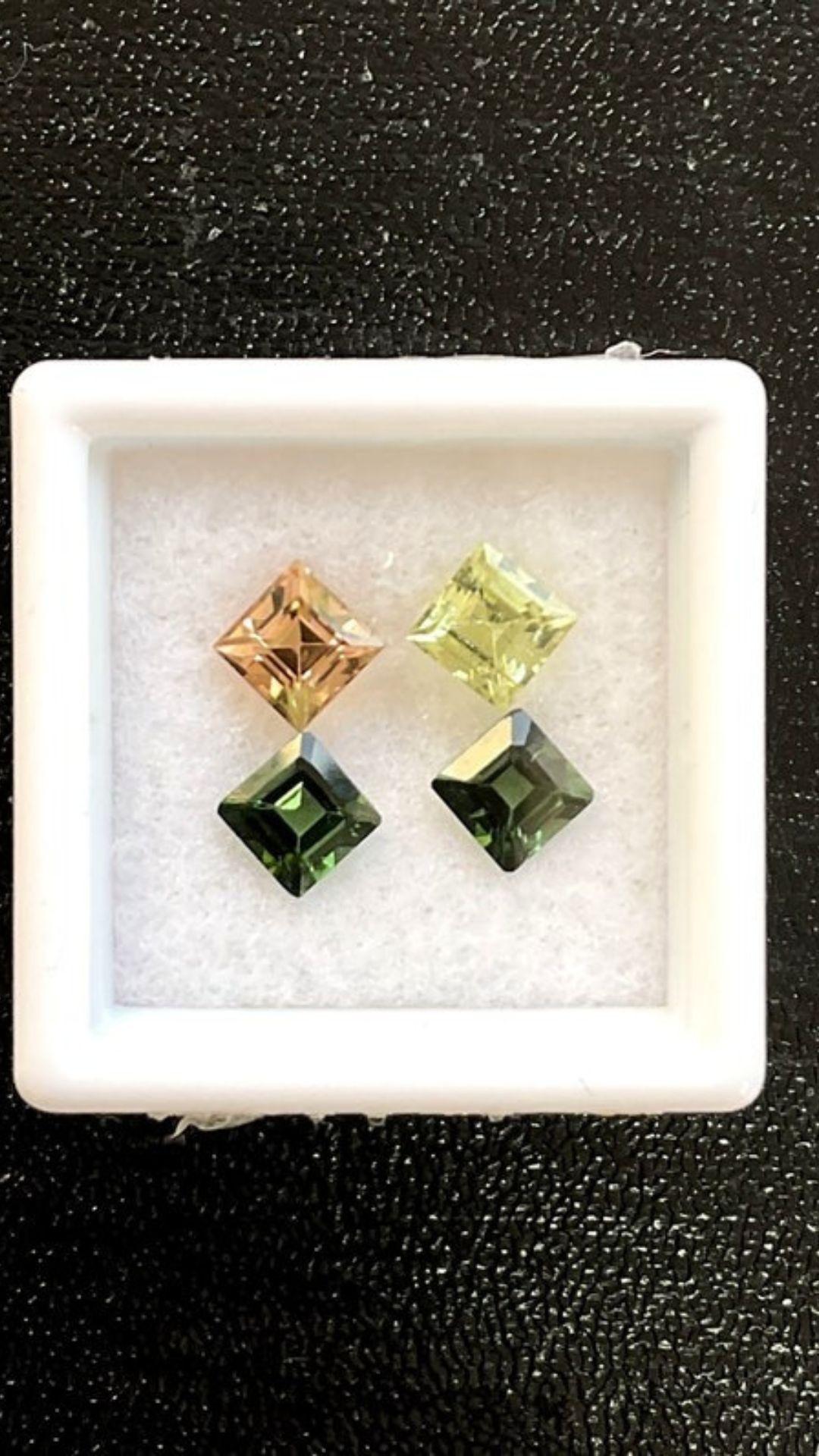 Art Déco Coppia mista di tormaline da 3,30 carati, taglio verde menta e tormalina rosa in vendita