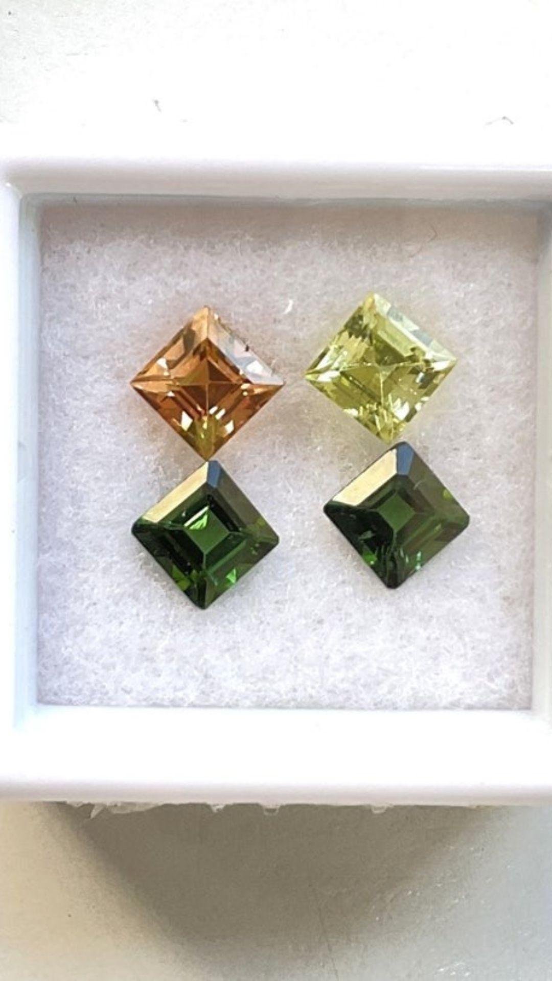 Art Deco 3.30 Carats Tourmaline Mix Matched Pair, Mint Green and Pink Tourmaline Cut For Sale