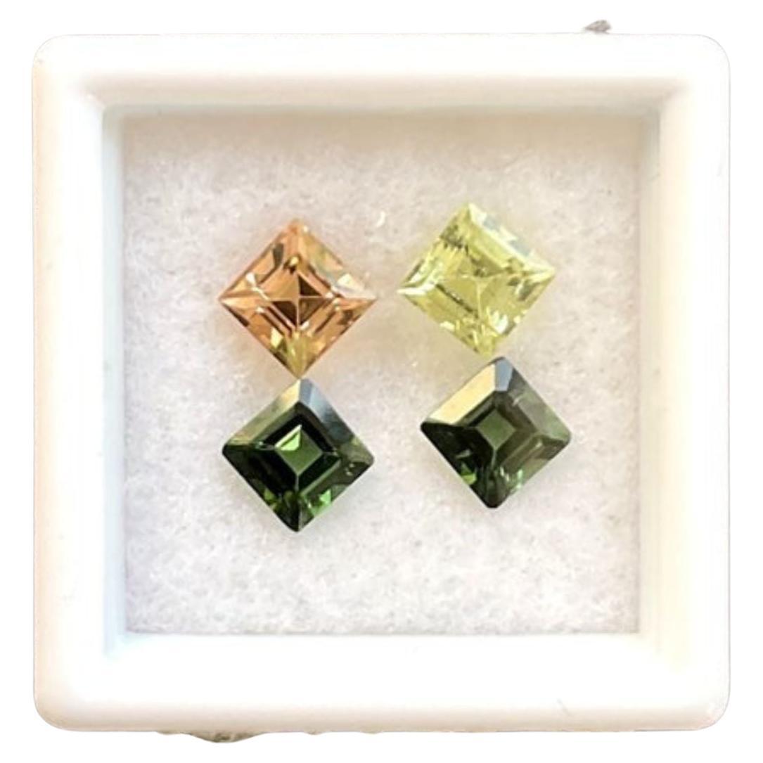 Paire de tourmalines mixtes assorties de 3,30 carats, de couleur vert menthe et rose