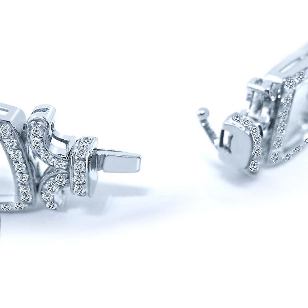 3.30 Ct Diamond XOXO Link Bridal Bracelet 14K White Gold For Sale 5