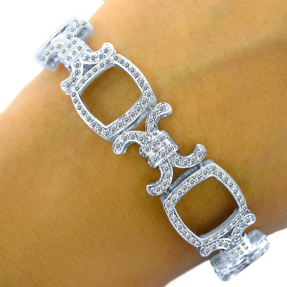3.30 Ct Diamond XOXO Link Bridal Bracelet 14K White Gold For Sale 6