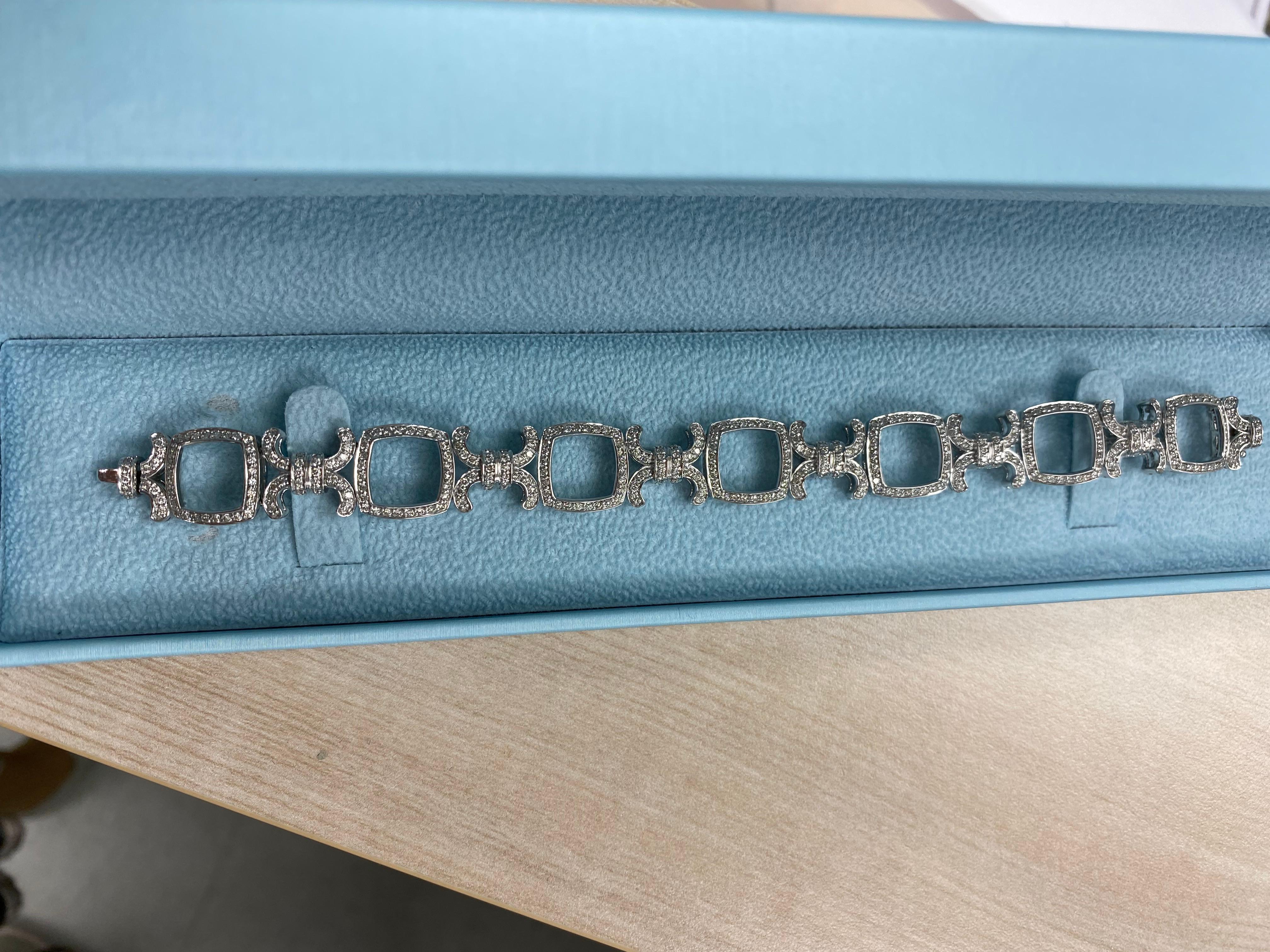3.30 Ct Diamond XOXO Link Bridal Bracelet 14K White Gold For Sale 3
