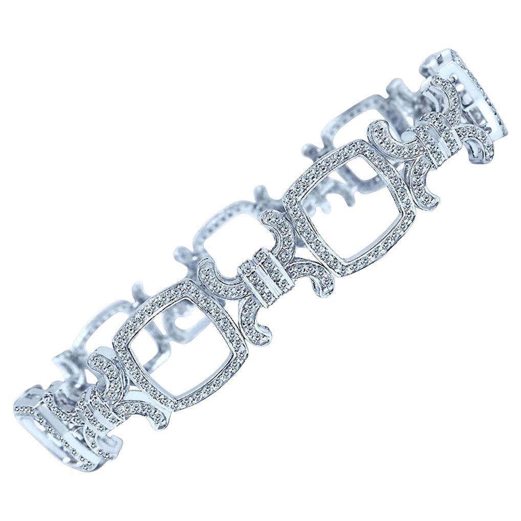 3.30 Ct Diamond XOXO Link Bridal Bracelet 14K White Gold