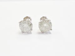 Pendientes de oro blanco de 14 quilates con diamantes redondos de 3,30 quilates