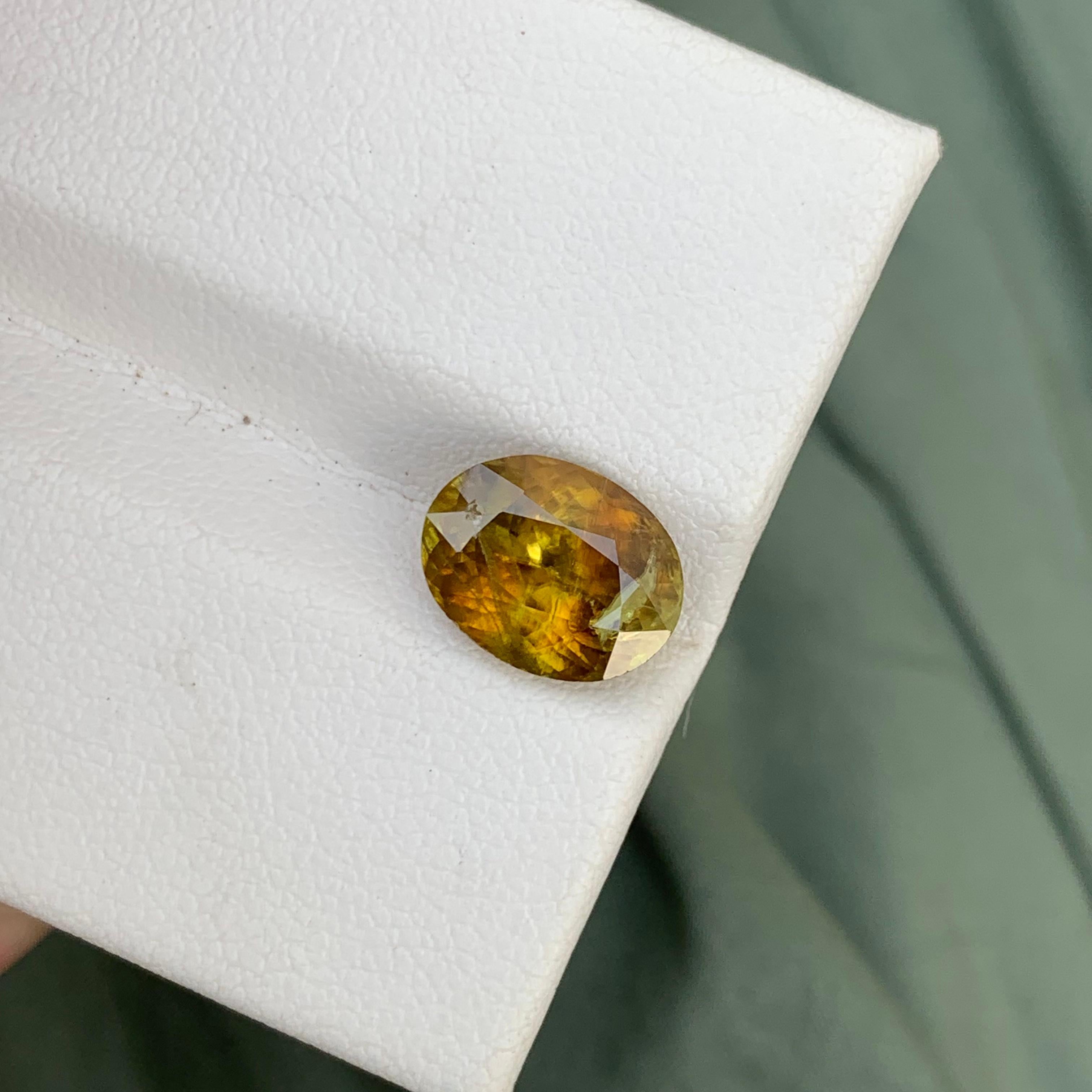 3.30 Cts Natural Loose Fire Titanite Sphene Oval Ring Gem From Pakistan Mine For Sale 3