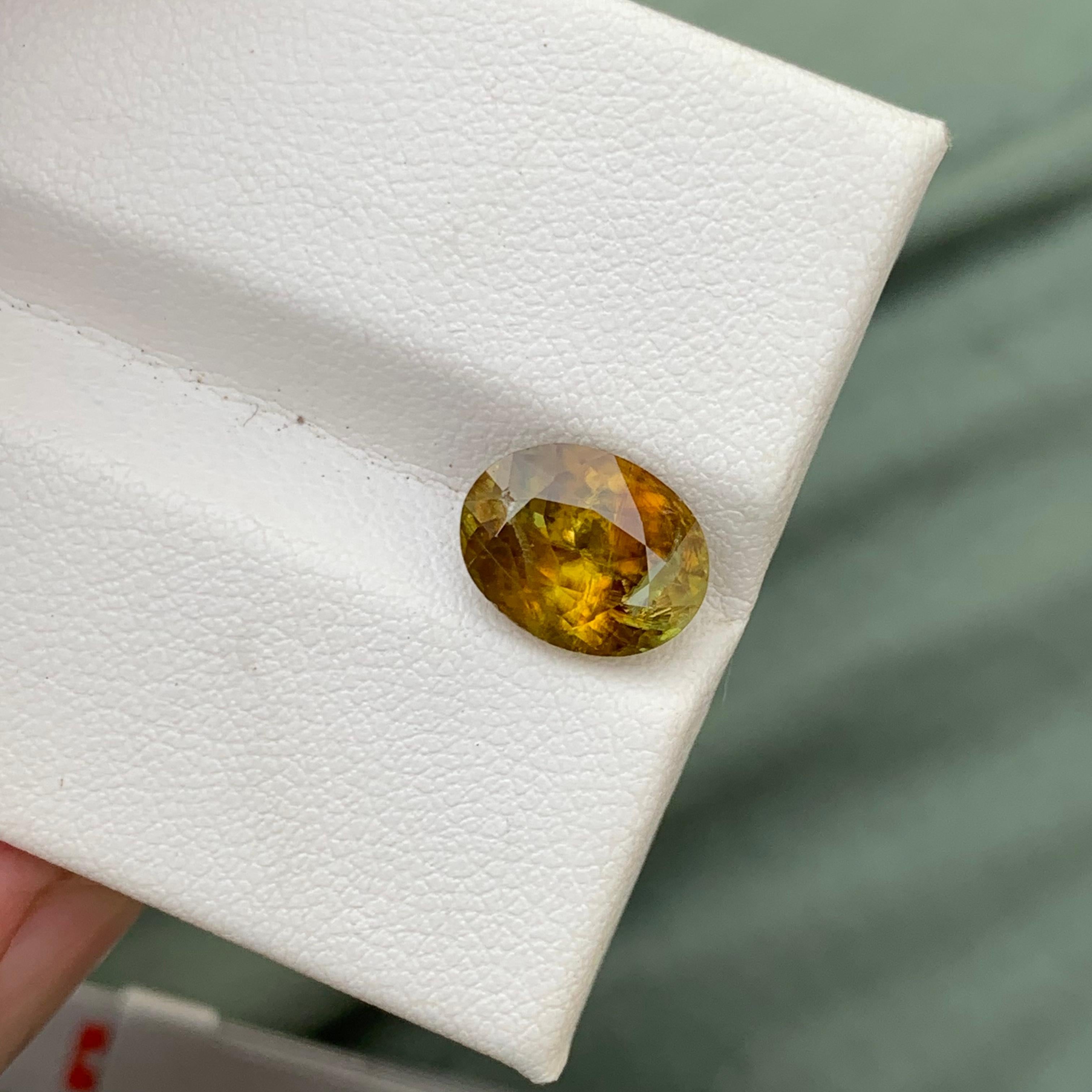 Women's or Men's 3.30 Cts Natural Loose Fire Titanite Sphene Oval Ring Gem From Pakistan Mine For Sale