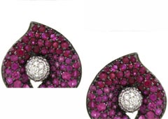 3.30 cts of Ruby Petal Stud Earrings