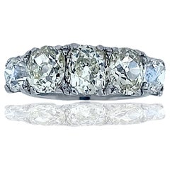 Antique 3.30 Ctw. Ladies 5 Stone Diamond Mine Cut Diamond Ring