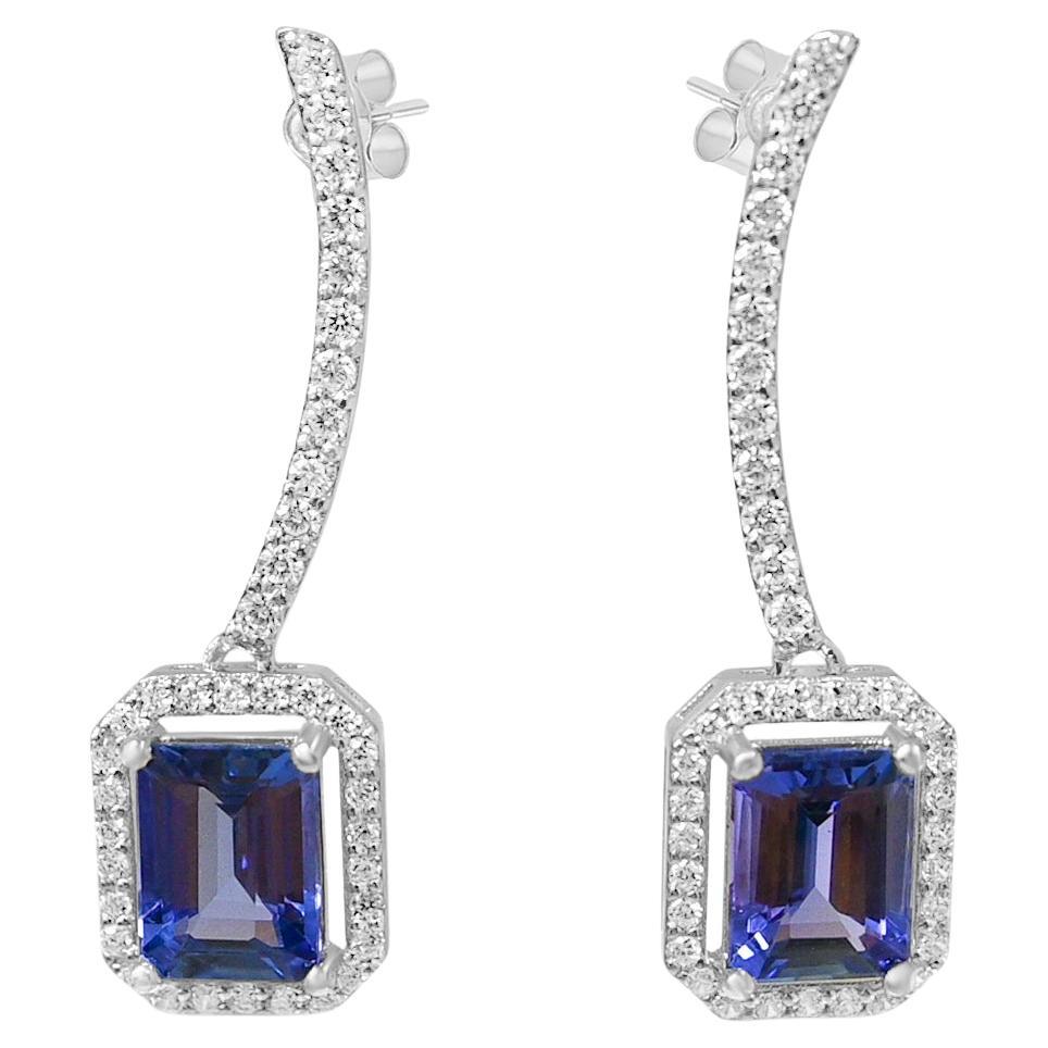3.30 Ctw Tanzanite Drop Dangle Earring For Women 925 Sterling Silver Jewelry  For Sale
