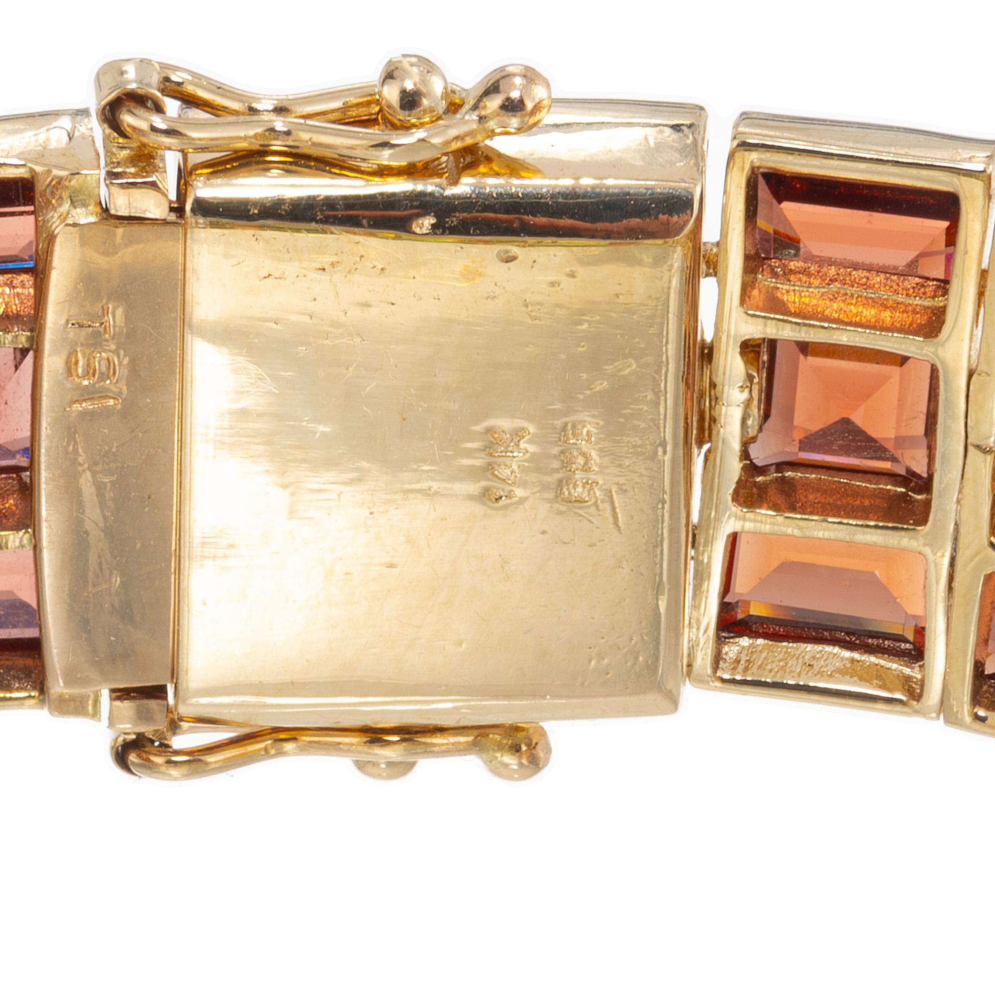 Bracelet à trois rangées de grenat, citrine, améthyste, péridot et topaze de 33,00 carats en vente 1