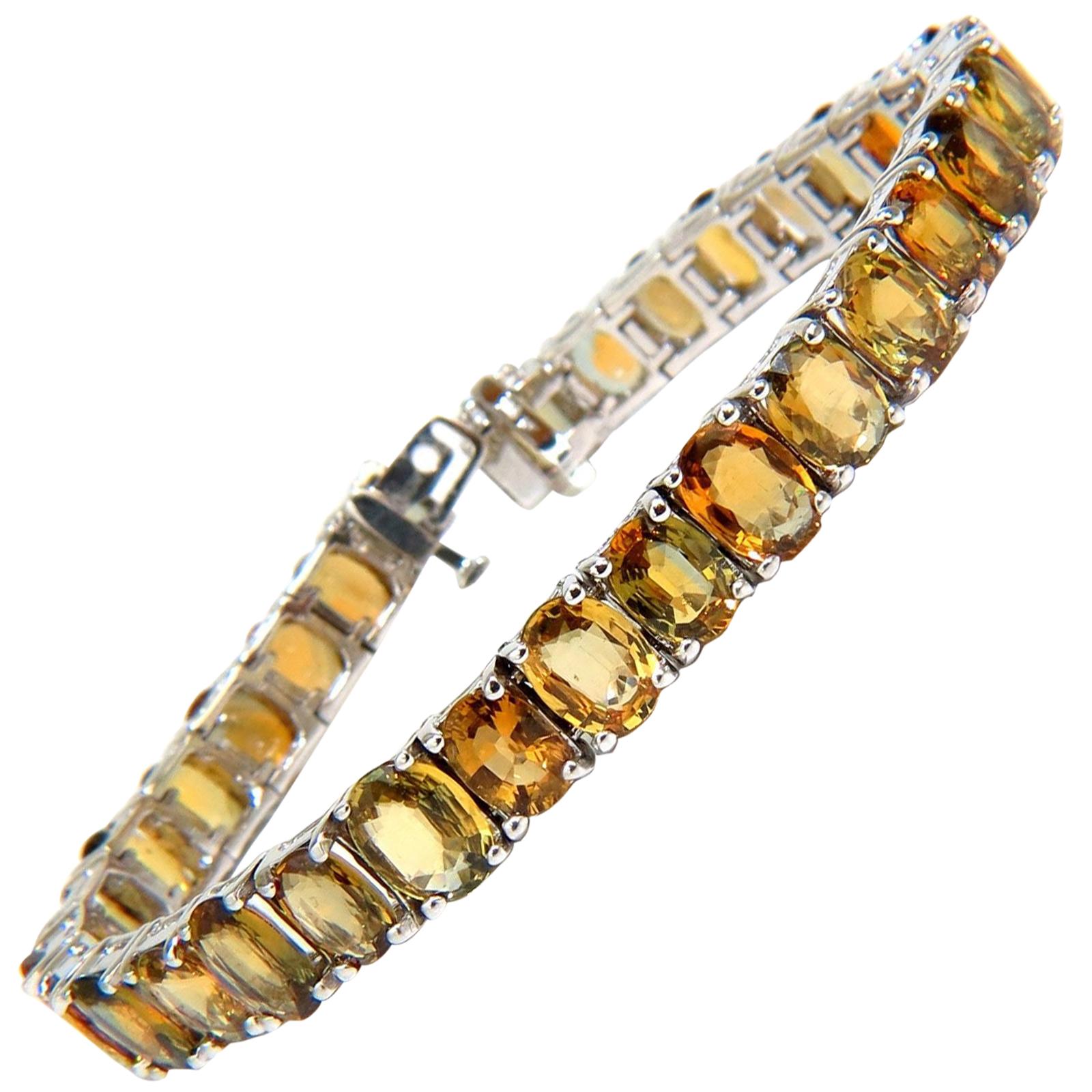 Pulsera tipo «tenis» con zafiros naturales de 33,00 quilates en tonos amarillo, verde y naranja*