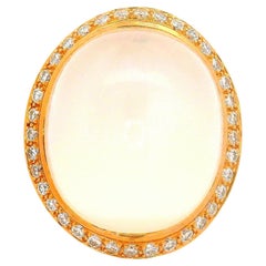 33,01 Karat Mondstein Diamant 18k Rose Gold Halo Ring