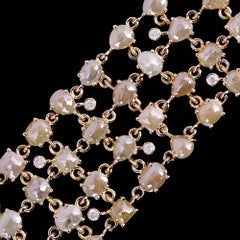 33.03ctw Rose-Cut Ice Diamonds Wide Lattice Bracelet in 18k Rose Gold