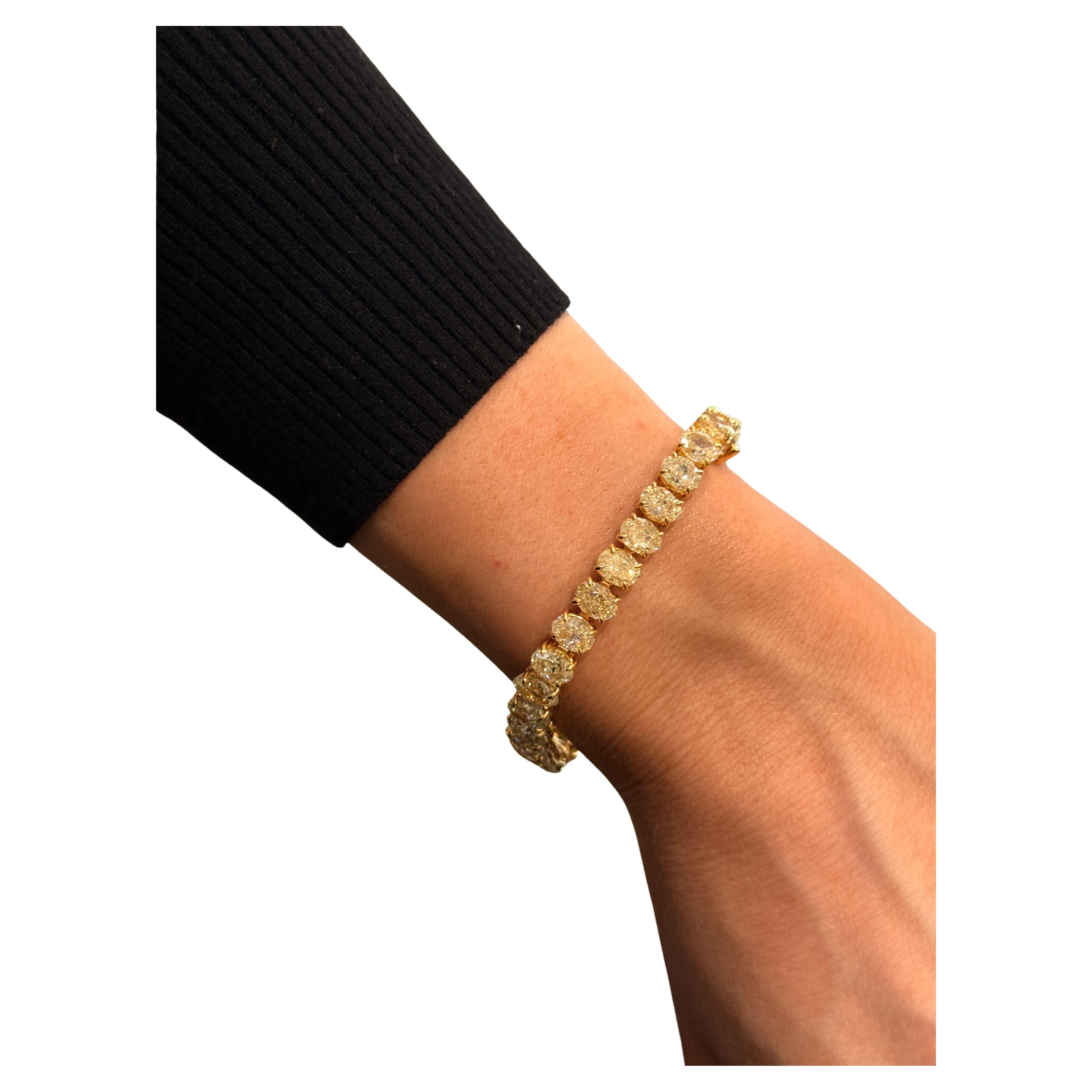 33,04ct Pulsera de Tenis con Diamantes Ovalados Amarillos Fancy