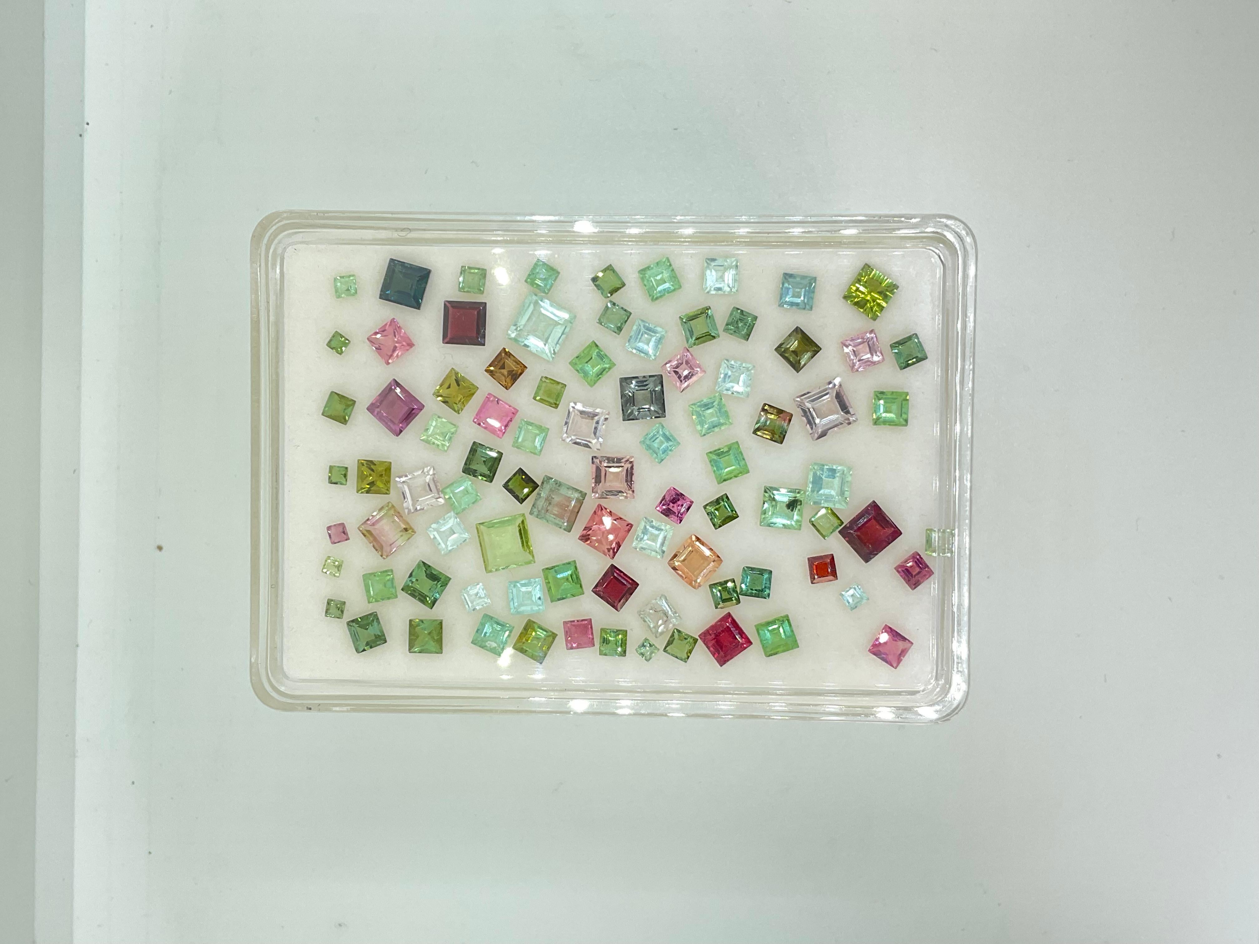 33.08 Carats Multi Tourmaline Princess Cut Stones Natural Gems for Fine Jewelry In New Condition For Sale In Jaipur, RJ