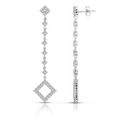 3.30 Carat Conflict Free Diamond Asscher Cut Drop Earrings in 18 Karat White