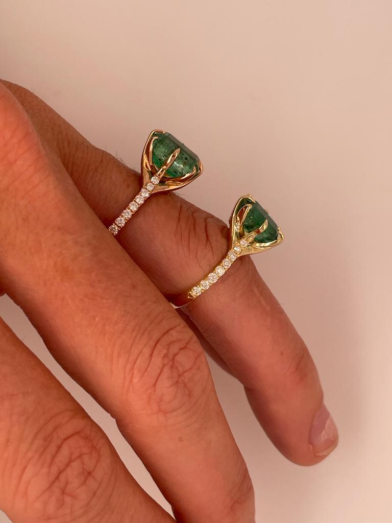 For Sale:  3.30ct Emerald and diamond ring set in 18ct rose gold  14