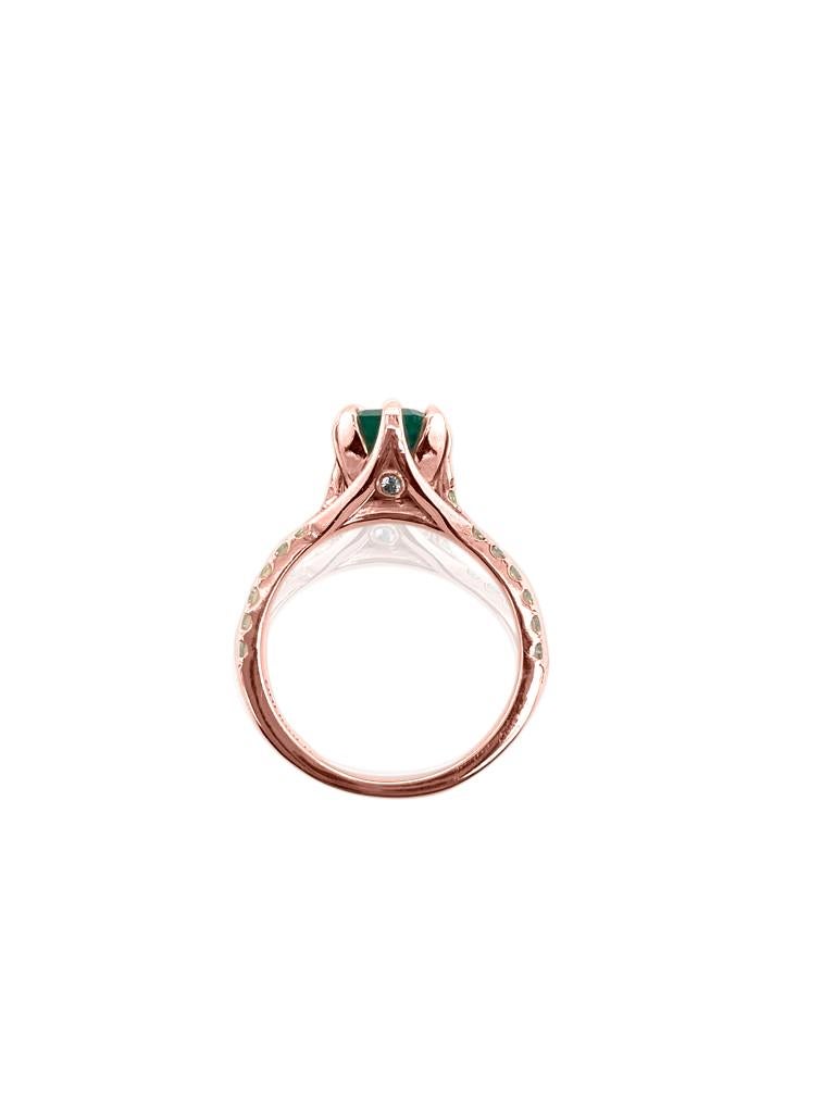 For Sale:  3.30ct Emerald and diamond ring set in 18ct rose gold  7