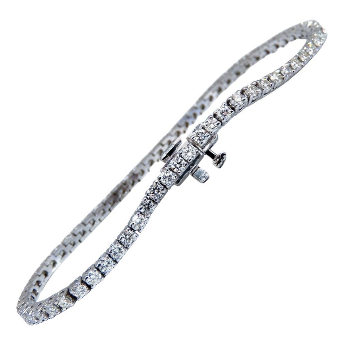 3.30ct. Natural Round Diamonds Tennis Bracelet Classic 14 Karat White Gold*