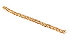 Bracciale largo a tubi con diamanti naturali rotondi da 3,30 ct, 14 carati*