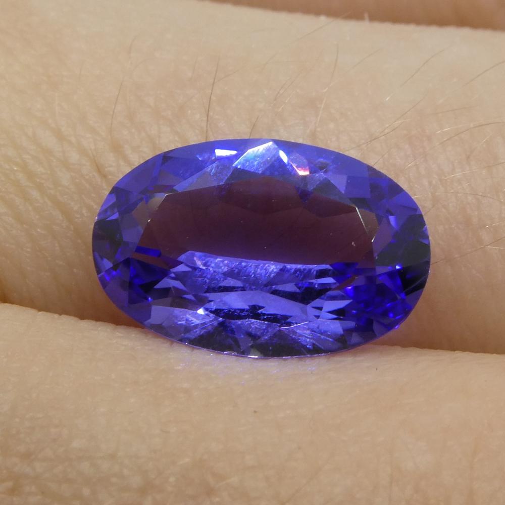 Description:

Gem Type: Tanzanite 
Number of Stones: 1
Weight: 3.3 cts
Measurements: 12.20x8x4.60 mm
Shape: Oval
Cutting Style Crown: Modified Brilliant Cut
Cutting Style Pavilion: Mixed Cut 
Transparency: Transparent
Clarity: Very Slightly