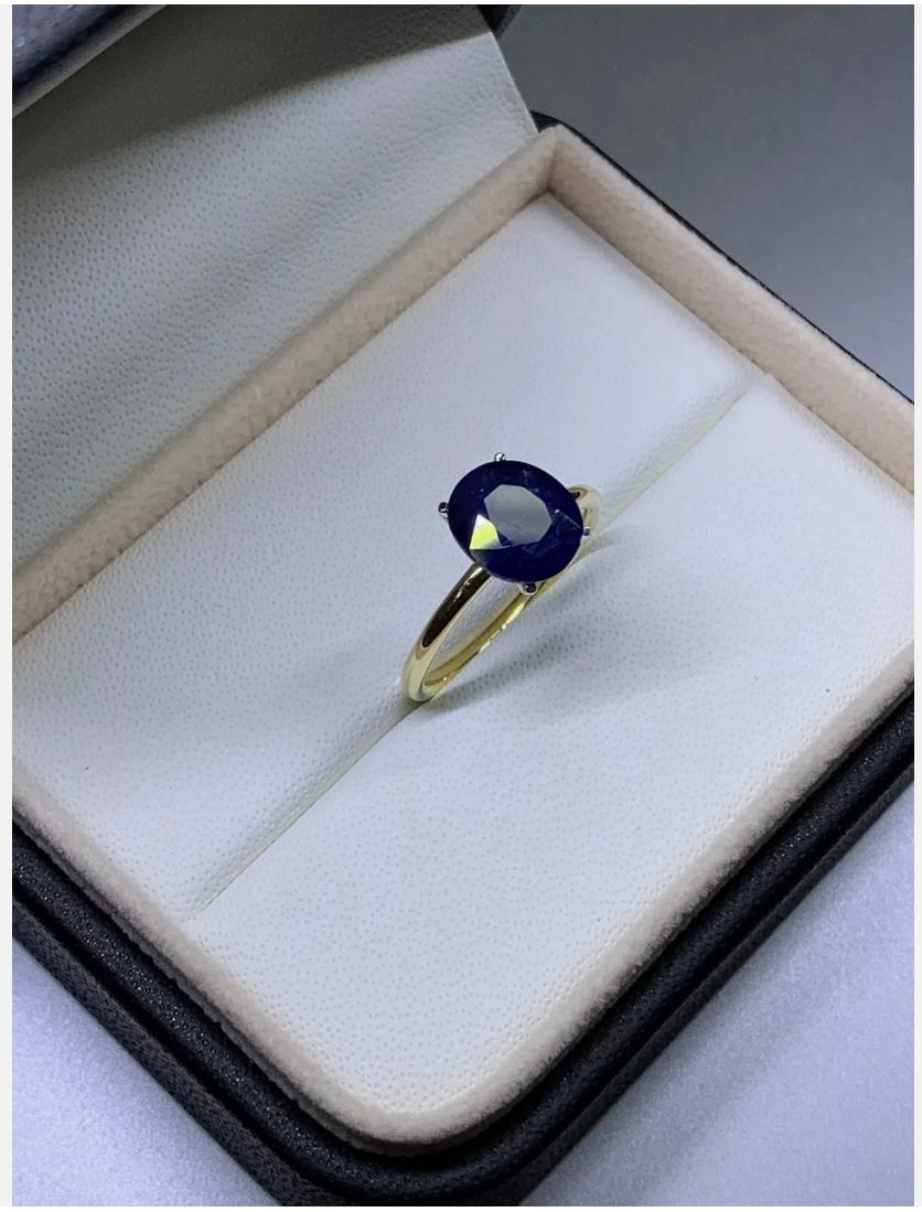 Women's 3.30ct Sapphire Solitaire Engagement Ring In 18ct Yellow Gold Lab Grown For Sale