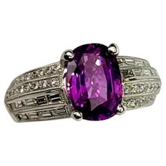 3.30Ct Very Fine Oval Natural Purple/Pink Sapphire Platinum Ring
