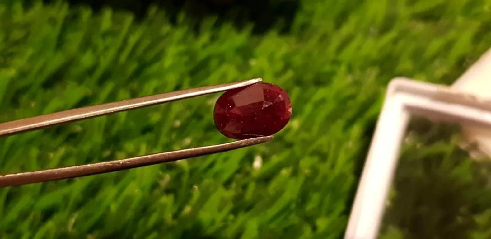 Oval Cut 3.30cts Mozambique Blood Red Unheated 100% Natural Ruby Cut Stone For Sale