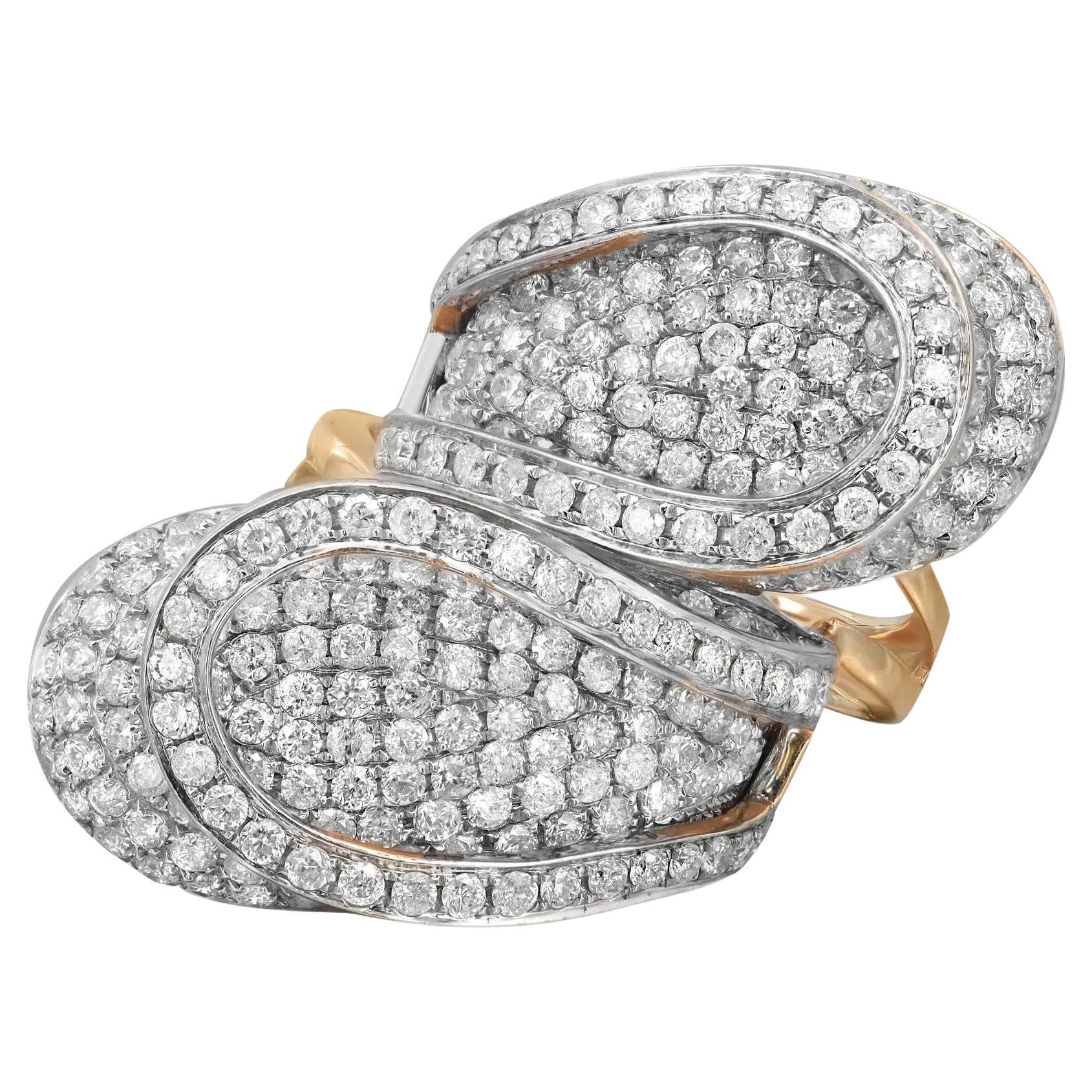 3.30ctw Prong Set Round Cut Diamond Ladies Cocktail Ring 14k Yellow Gold For Sale