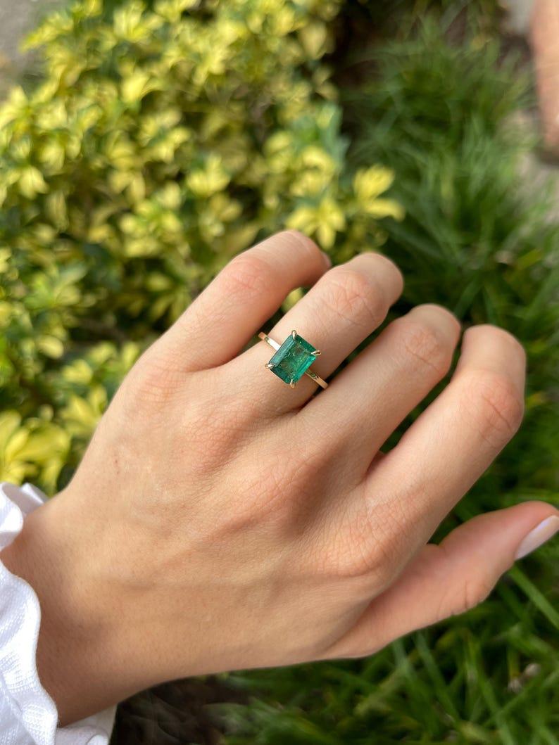 3.30tcw 14K Emerald & Diamond Three-Stone Ring Convertible Solitaire Engagement In New Condition For Sale In Jupiter, FL