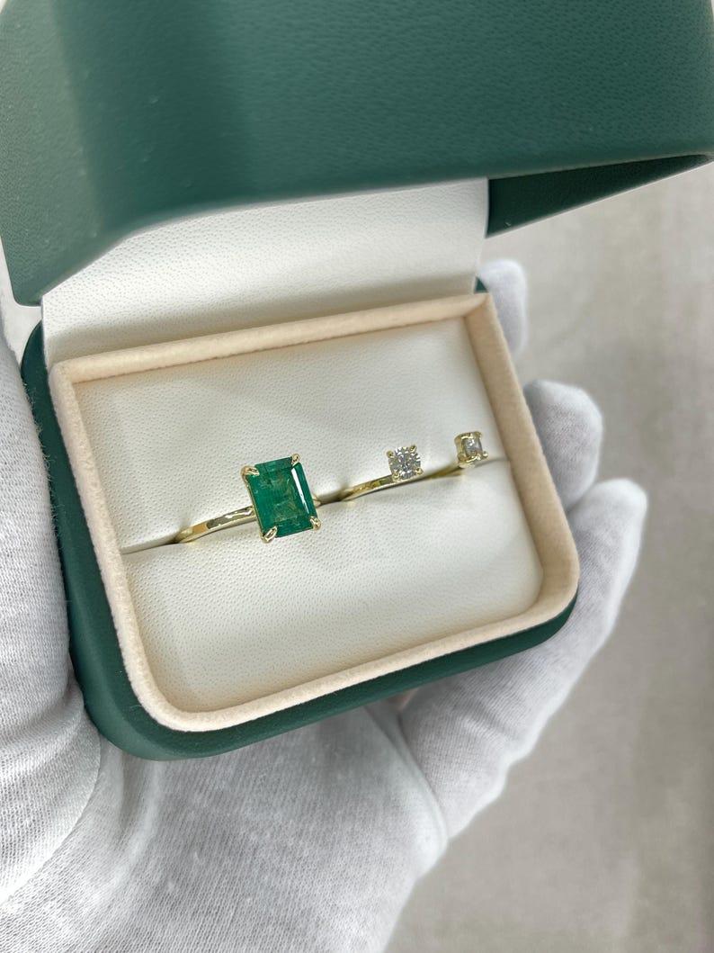 3.30tcw 14K Emerald & Diamond Three-Stone Ring Convertible Solitaire Engagement For Sale 1