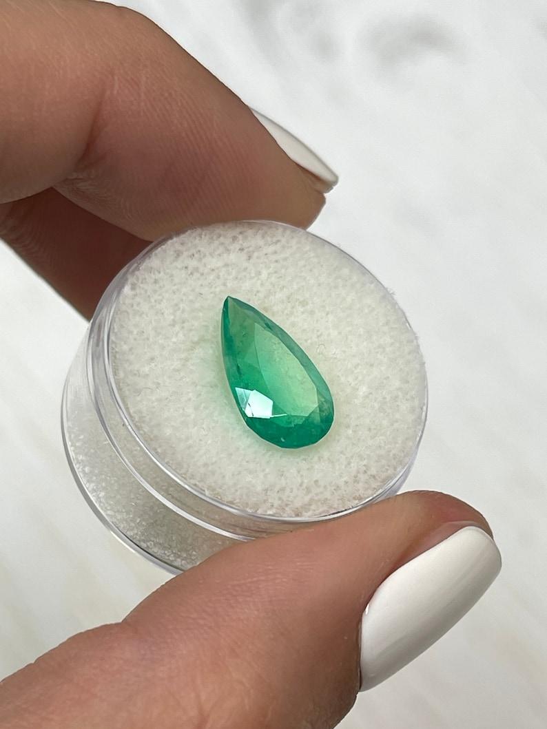 3,31 Quilates 14,5x8 Largo Esmeralda Verde Colombiana - Talla Pera Mayo Birthstone Gemston Corte pera en venta