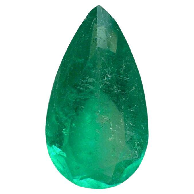 3,31 Quilates 14,5x8 Largo Esmeralda Verde Colombiana - Talla Pera Mayo Birthstone Gemston