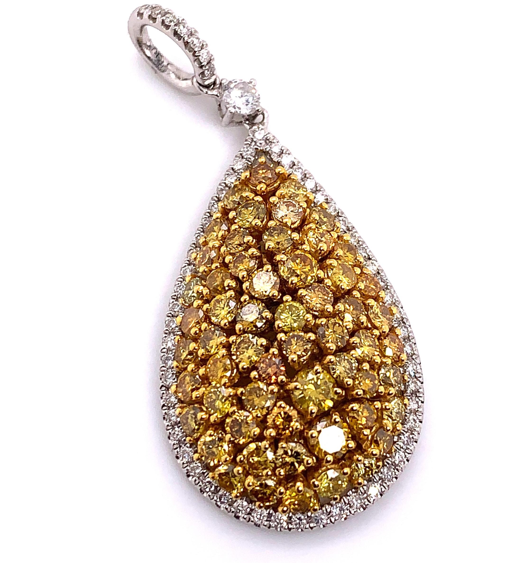Contemporary GIA Certified 3.31 Carat Natural Yellow Diamond Pear Shape, Drop Pendant