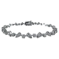 3,31 Karat runder Diamant Birnenform Illusion Mode Armband in 14K Weißgold