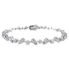 Bracelet fantaisie en or blanc 14 carats avec diamant rond de 3,31 carats en forme de poire