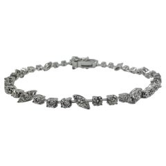 3,31 Karat runder Diamant Birnenform Illusion Mode Armband in 14K Weißgold