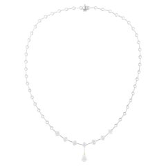 3.31 Carat SI/H Pear Round Brilliant Cut Diamond Necklace 14 Karat White Gold